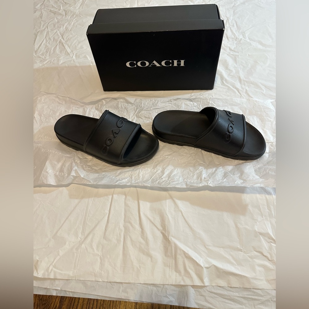 Coach Black Jesse Rubber Slides - Picture 2 of 10